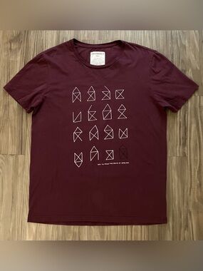 ArmedAngels Dark purple / Maroon Graphic doodle Crewneck T-Shirt Santa’s house